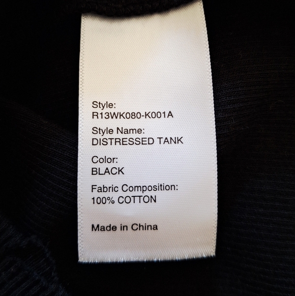 R13 Distressed Sleeveless Tank Top Black Sz S Org $145 - Picture 8 of 11